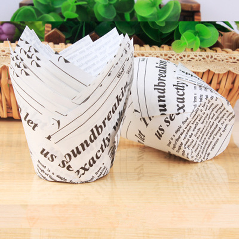 Food grade Cake Paper Cup  Newspaper Fire Style Cupcake Liner Baking Cup For Wedding Party Oilproof Cake Wrapper