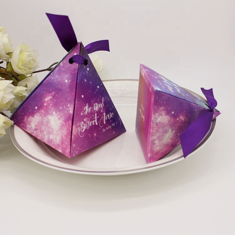 Factory Direct Sales Starry Sky Pyramid Wedding Gift Box Triangle Candy Packaging