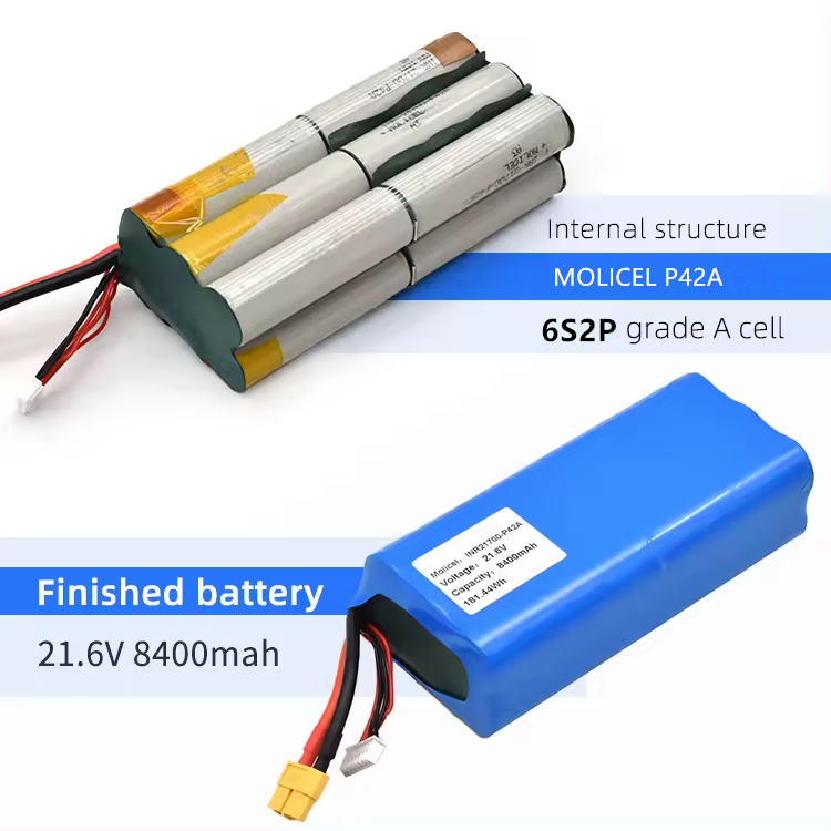 Professionlly Custom Battery Pack 18650 21700 Drone Battery Molicel High Current P42A 6S2P 6S3P 21.6V 8400Mah Battery Packs