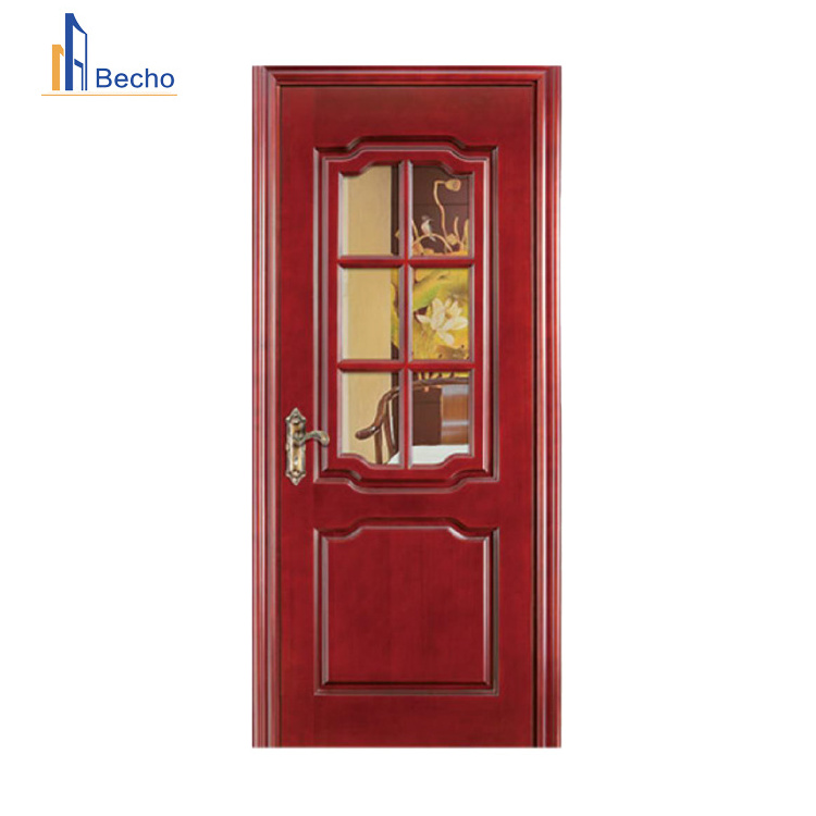 Top Manufacturer Custom Wooden Louver Glass Door Teak Wood Bathroom Door For Sale