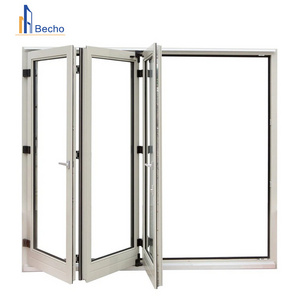 Customize Kitchen Balcony Horizontal Aluminum alloy Bi Fold Window Automatic Accordion Folding Windows And Doors