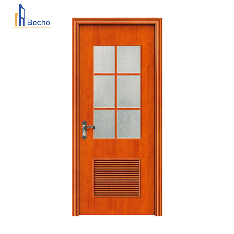 Top Manufacturer Custom Wooden Louver Glass Door Teak Wood Bathroom Door For Sale