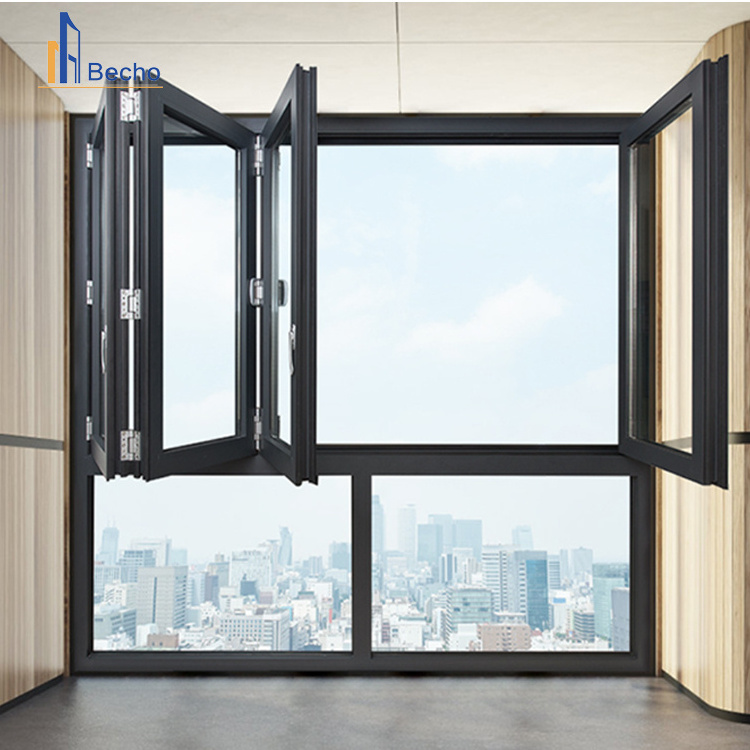 Customize Kitchen Balcony Horizontal Aluminum alloy Bi Fold Window Automatic Accordion Folding Windows And Doors