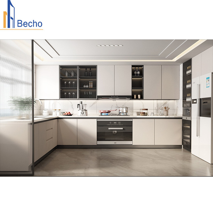 Apartment Popularity Design U Shaped Kitchen Cabinet With Kitchen Appliance