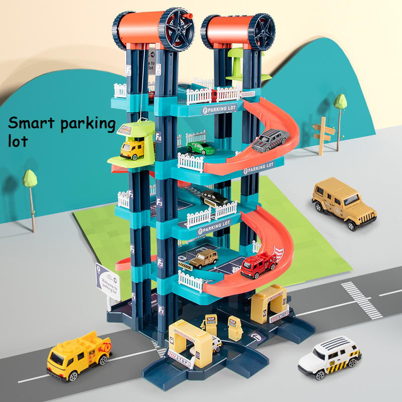 New 2023 electric parking lot track toys funny multifunctional intelligent adventure car building train track toys for kids