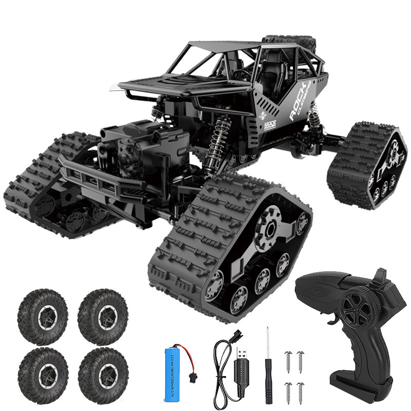 Hot selling 2in1 children's powerful high speed off-road car four-wheel tracked rc climbing vehicle tank wheel changeable toy