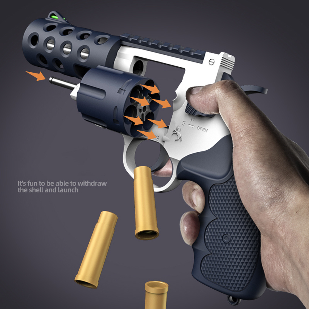 Hot selling products 2023 amazon nylon metal Revolver Launcher Soft Bullet Toy Collocation Ejection cowboy gun armas de juguete