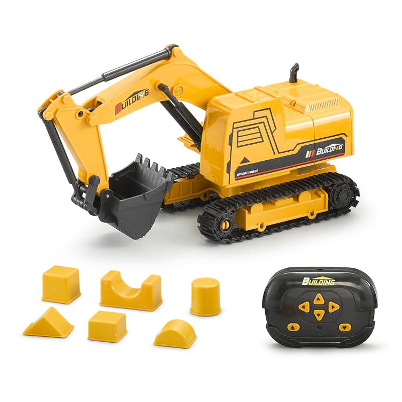 New kids educational DIY 2.4G wireless remote control excavator machine 3D model imposition electric engineering vehicle toys