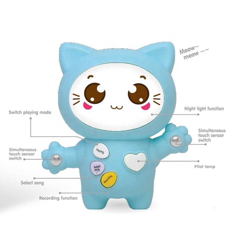 Multifunction Parent-Children Interactive Game Educational Cartoon Cat Recording Light Music Sensor Toy For Kids