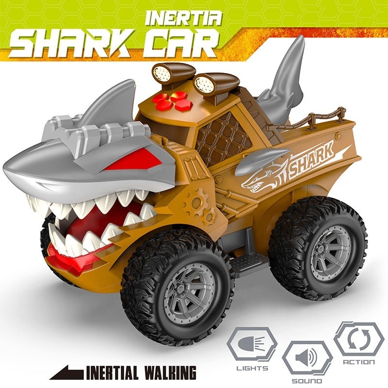 Shark battery new friction toy car set for kids children with light music