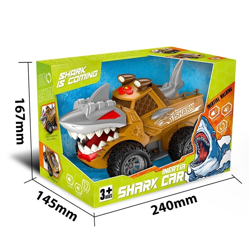 Shark battery new friction toy car set for kids children with light music