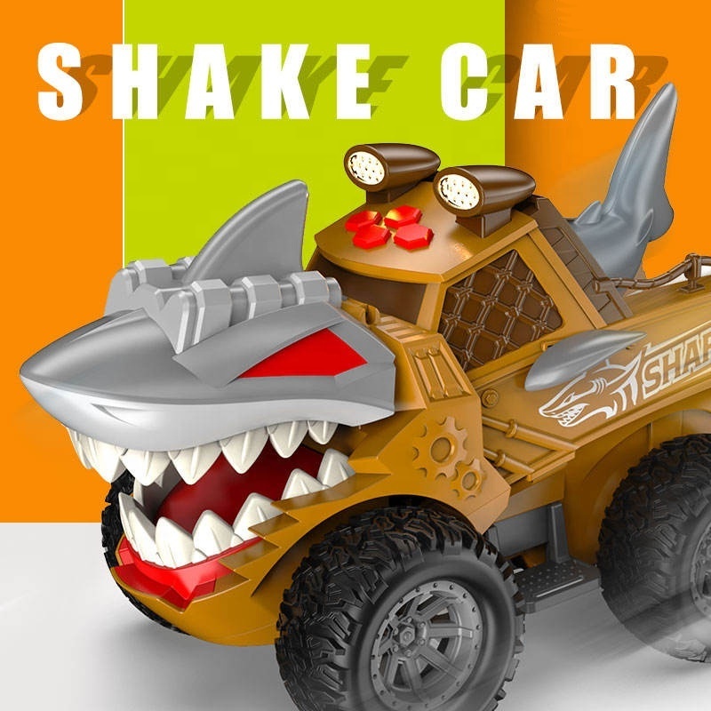 Shark battery new friction toy car set for kids children with light music