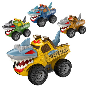 Shark battery new friction toy car set for kids children with light music