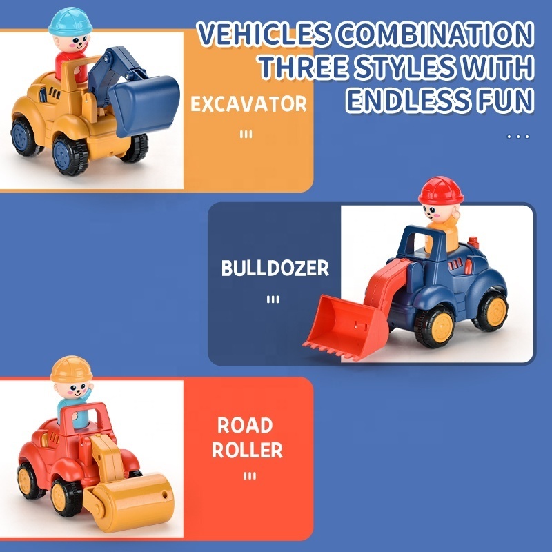 New Cartoon Press Truck Running Engineering Vehicle Construction Car Toys For Kids Boy