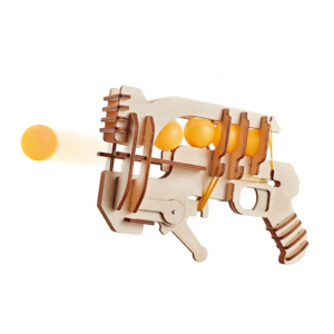 2022NEW funny outdoor wooden 3D assembly Model pingpong ball gun rubber band gun toy for boy