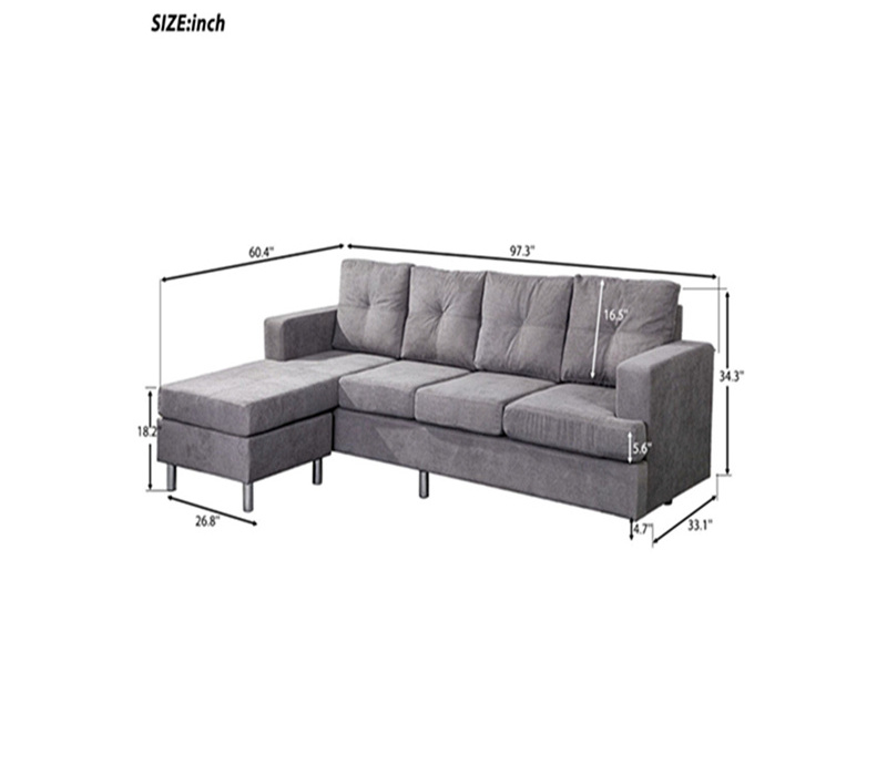 European import furniture u shape 5 seater home sofa set