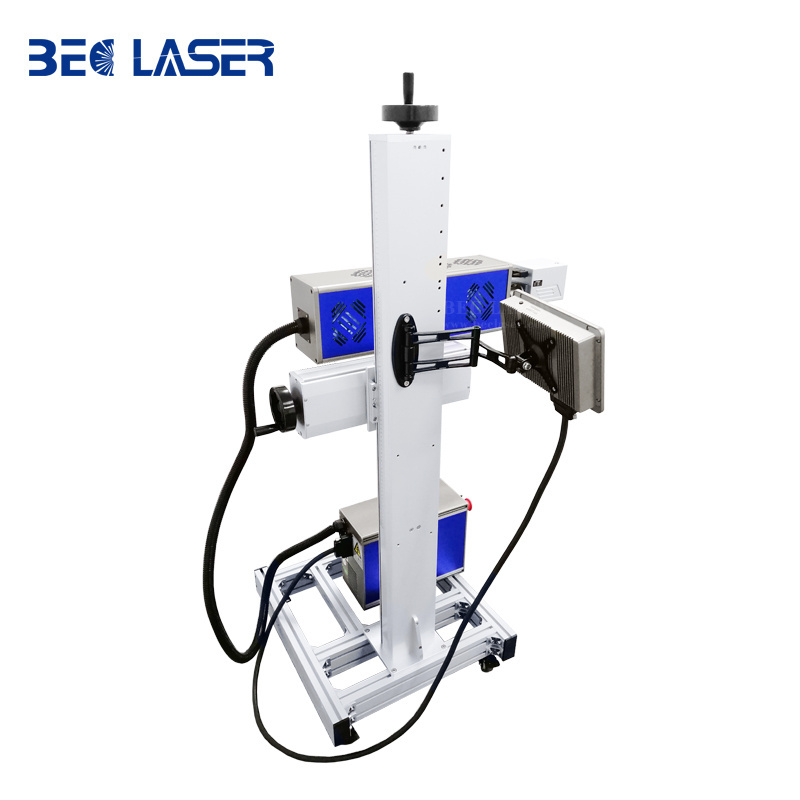 wholesale 60w 30w product line flying CO2 fiber laser marking and engraving machine for Product label printing