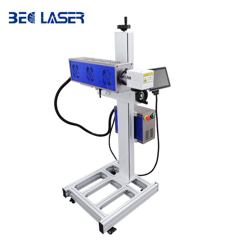 wholesale 60w 30w product line flying CO2 fiber laser marking and engraving machine for Product label printing