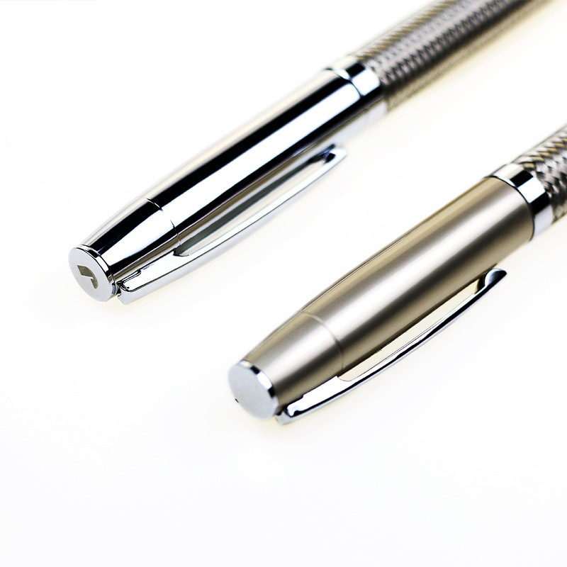 Heavy Pen Stainless Steel Metal Silver Mesh Pen custom logo Steel Wire  Twist action metal ball pen