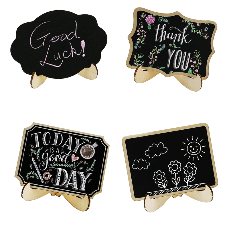 BECOL New Arrival Mini Chalkboard Wood Small Black Blackboard Stand Sign Wood Place Cards for Table Numbers Event Decoration