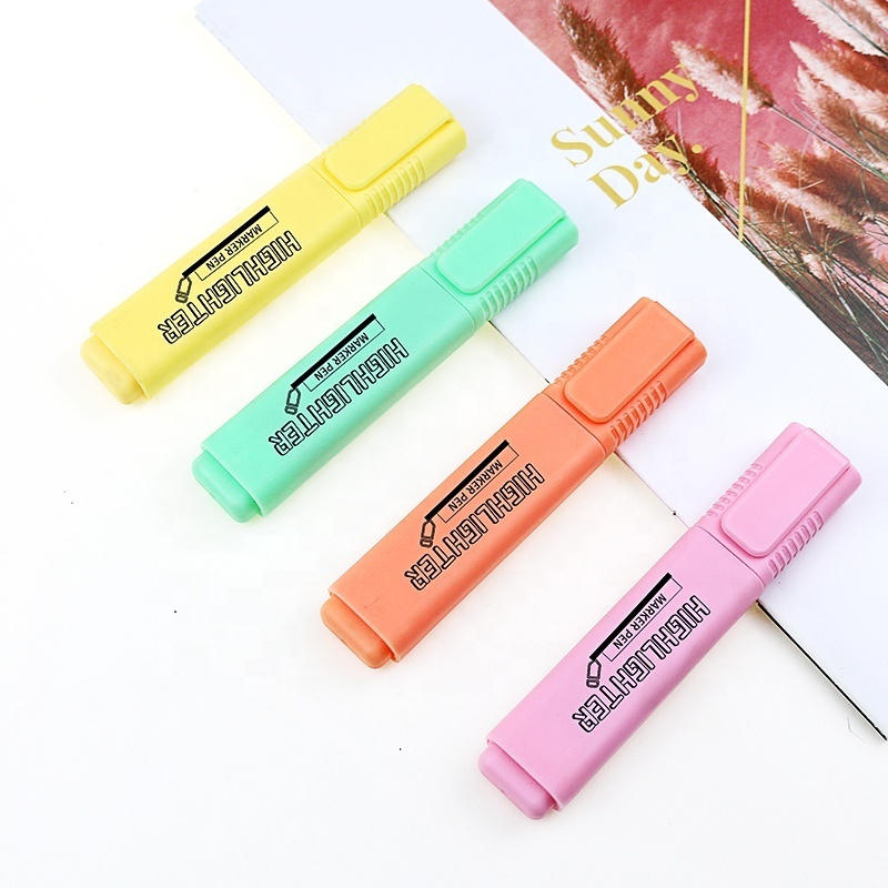 BECOL New Design Macaroon Color Highlighter Markers Cute Highlighter Pens Pastel Highlighter Pen Set for School