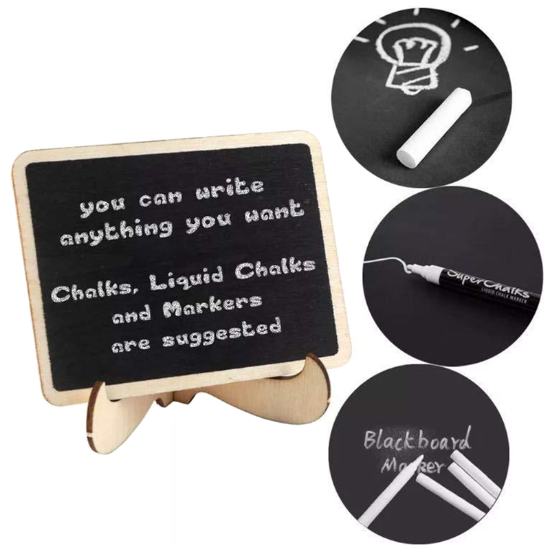 BECOL New Arrival Mini Chalkboard Wood Small Black Blackboard Stand Sign Wood Place Cards for Table Numbers Event Decoration