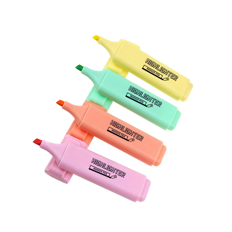 BECOL New Design Macaroon Color Highlighter Markers Cute Highlighter Pens Pastel Highlighter Pen Set for School