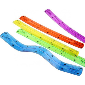 BECOL New Arrival Colored Plastic Soft Straight Ruler Customized 15cm 20cm 30cm Clear PVC Flexible Rulers for Office and School