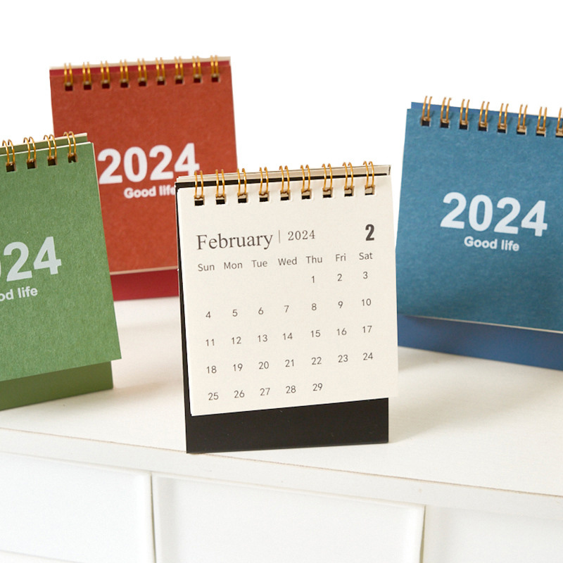 BECOL New Coming Multi Color Small Size 2024 Table Stand Calendar Mini Lovely Daily Desk Calendars for Home/Office