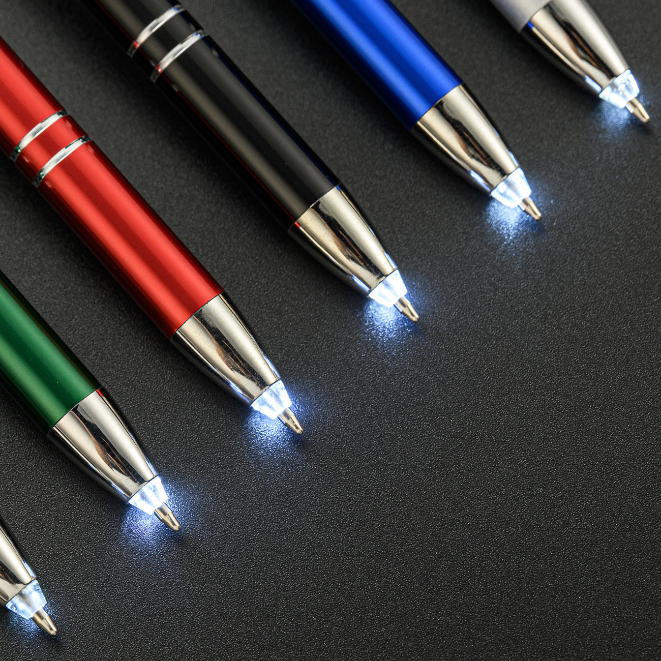 Metal Ball Pen With Led Lighted  Tip Flashlight Writing Ballpoint Pens LED Light Pen for Night Writing