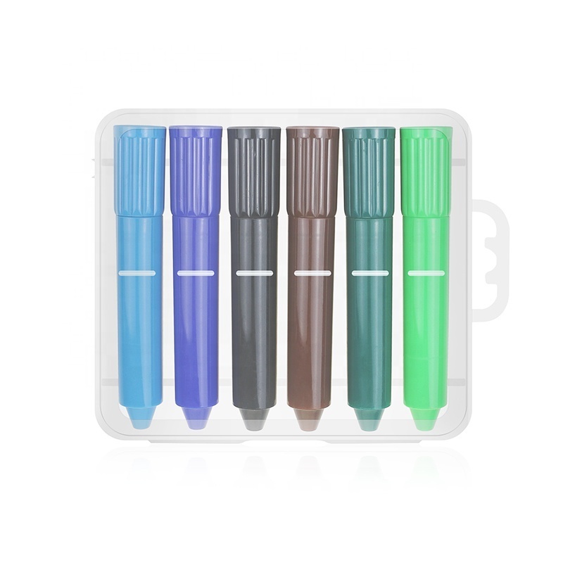 BECOL Promotional 6 Colors Solid Highlighter Pens Non Toxic Gel Highlihter Marker Pen Set with Custom Logo for Kids