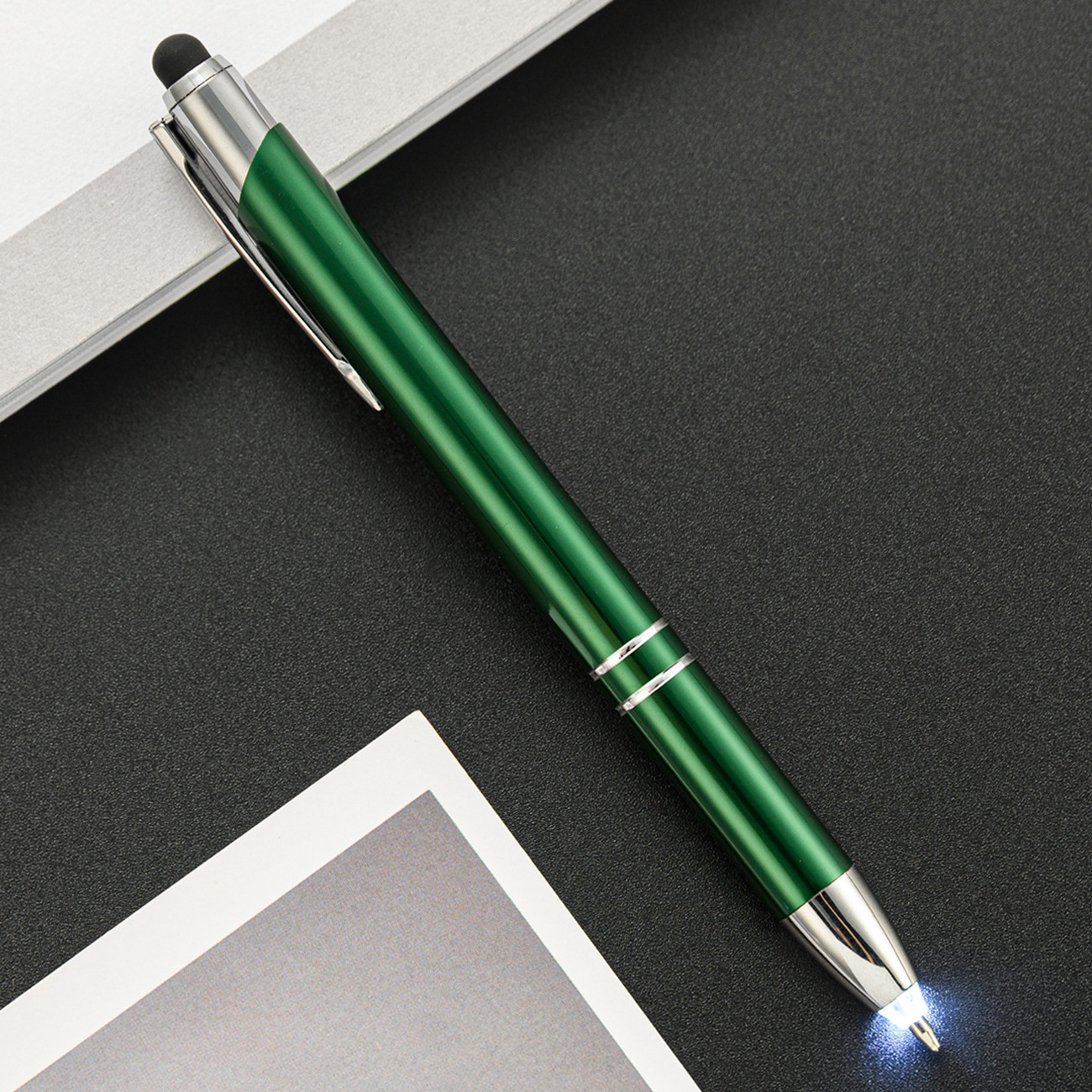 Metal Ball Pen With Led Lighted  Tip Flashlight Writing Ballpoint Pens LED Light Pen for Night Writing