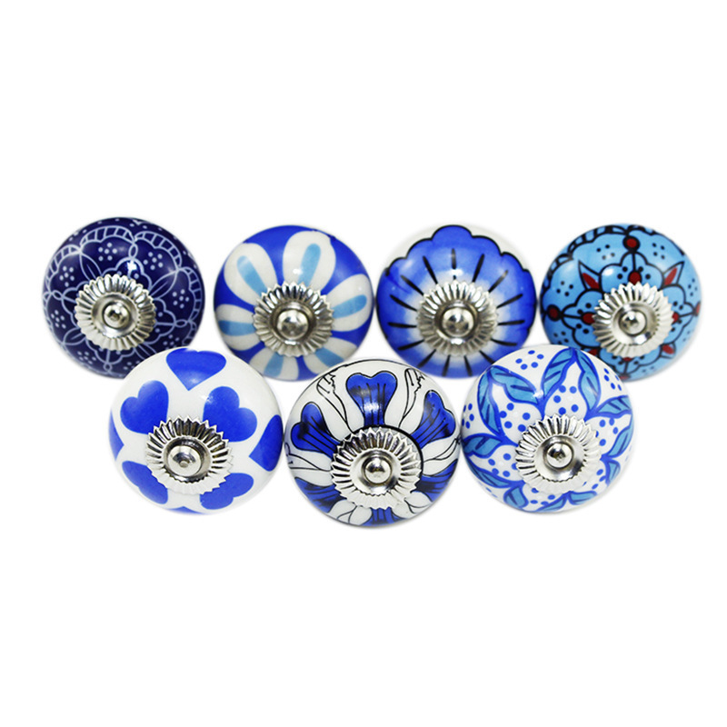 Modern Ceramic Round Cabinet Knobs Iron Drawer Cabinet Door handle