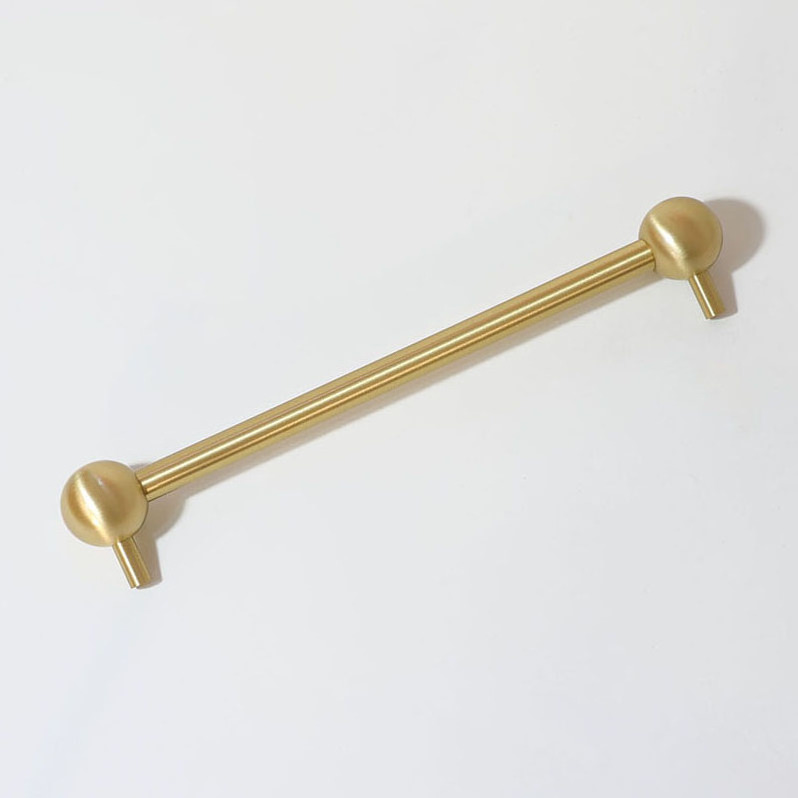 Solid Brass Kitchen Handles Furniture Hardware Luxury Brushed Satin Brass Cabinet Drawer Wardrobe Door Pull