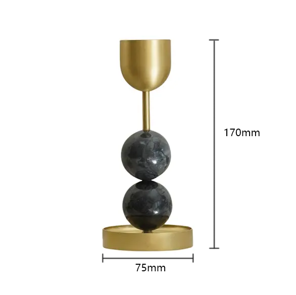 Solid Brass and Natural Marble Candle Holder Large Candlestick Holder Decorative Taper Candle Stand Metal Gold Candle Holders