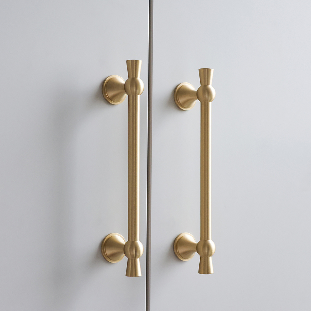 Soild Brass Cabinet Handles Knobs, T Bar Dresser Kitchen Cupboard Hardware Furniture Door Handle Gold Drawer Pulls