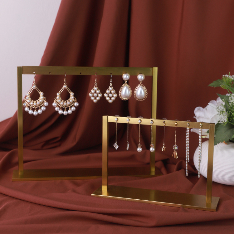 Modern Jewelry Holder Gold Aluminum Earrings Organizer Jewelry Display Stand for Store and Showcase Earring Display