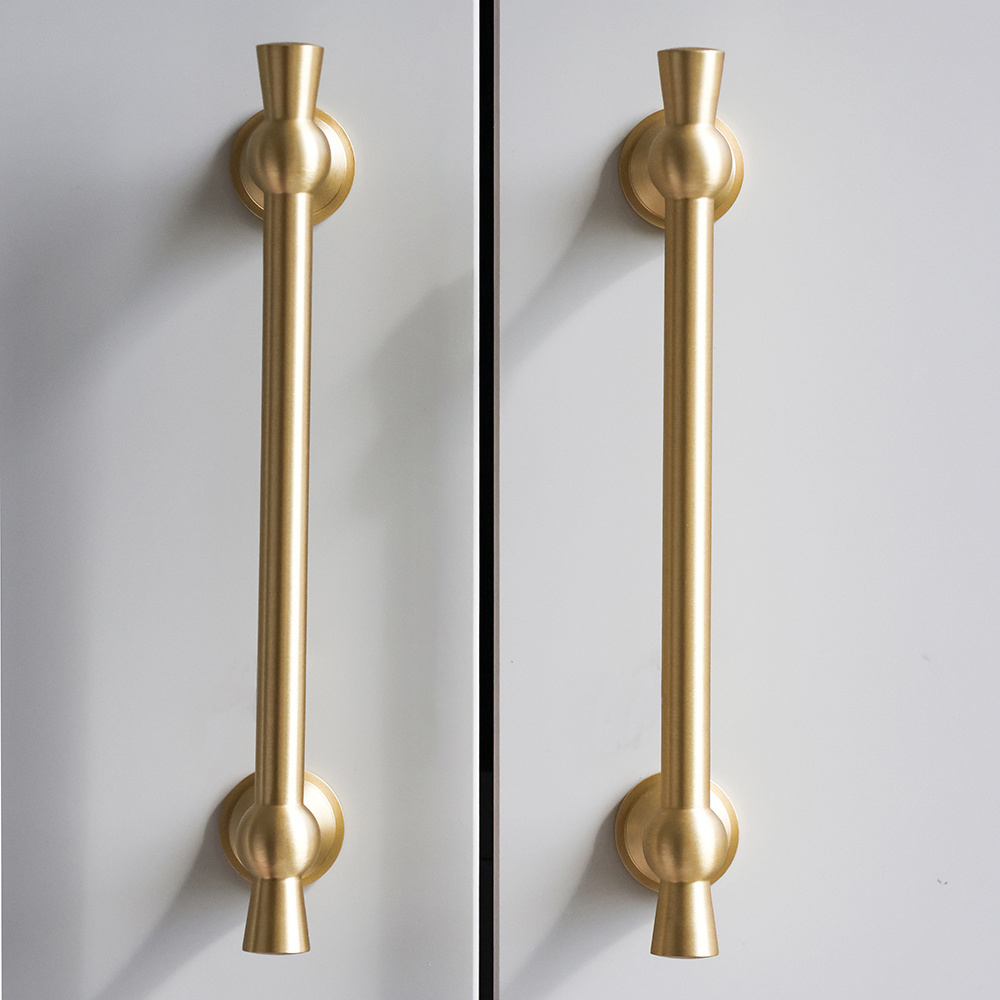 Soild Brass Cabinet Handles Knobs, T Bar Dresser Kitchen Cupboard Hardware Furniture Door Handle Gold Drawer Pulls