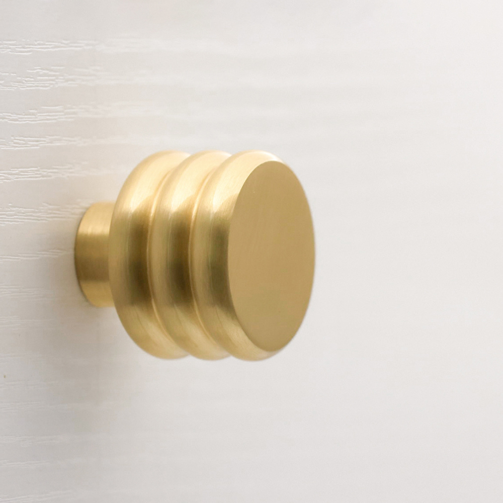 Threaded Design Furniture Knob Solid Brass Knobs Unique Kitchen Cabinet Door Handle Gold Modern Luxury Pulls Hardware