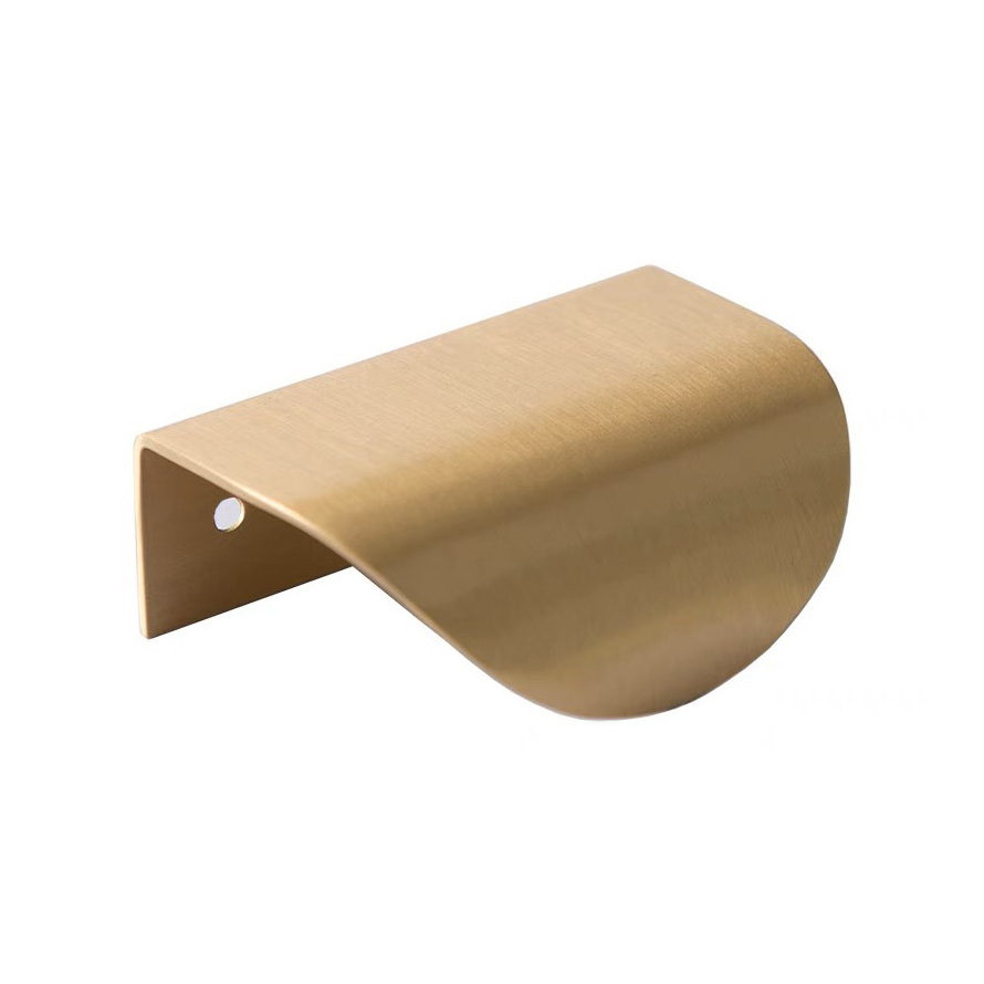 Modern Simple Cabinet Pulls Gold Leaf Shape Pulls in Brushed Satin Brass Furniture Hardware Drawer Knob Pull