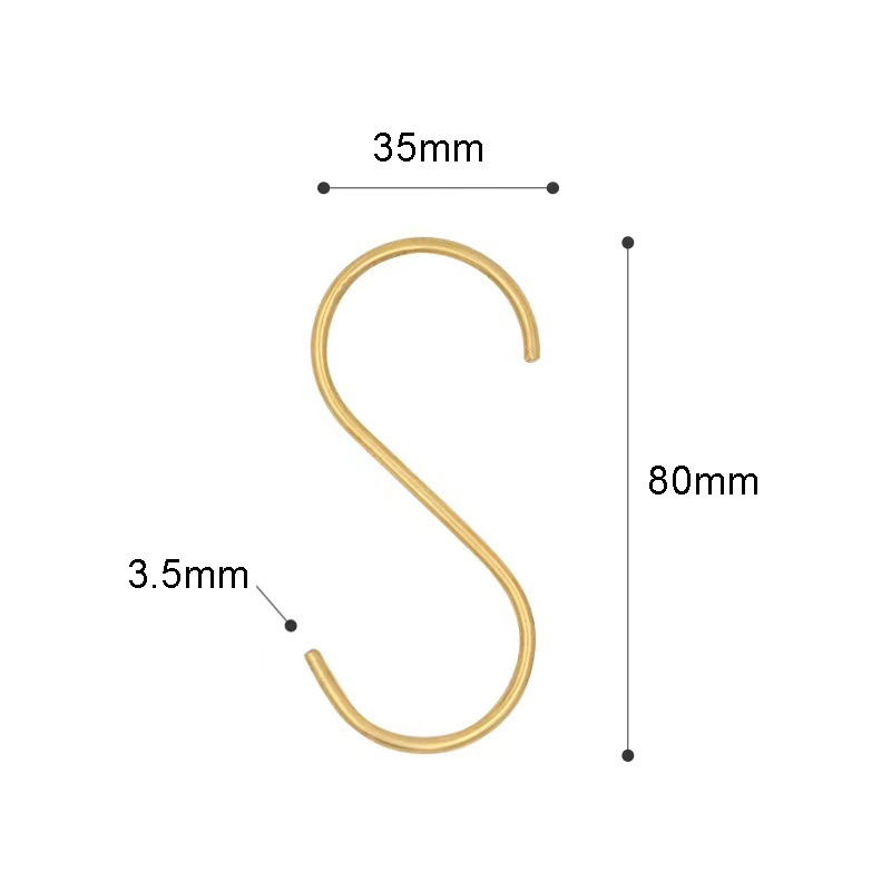 Brass Hooks S-Shaped Hook for Hanging Kitchen Pots and Pans, Office, Bathroom, Closet  Heavy Duty S Hooks