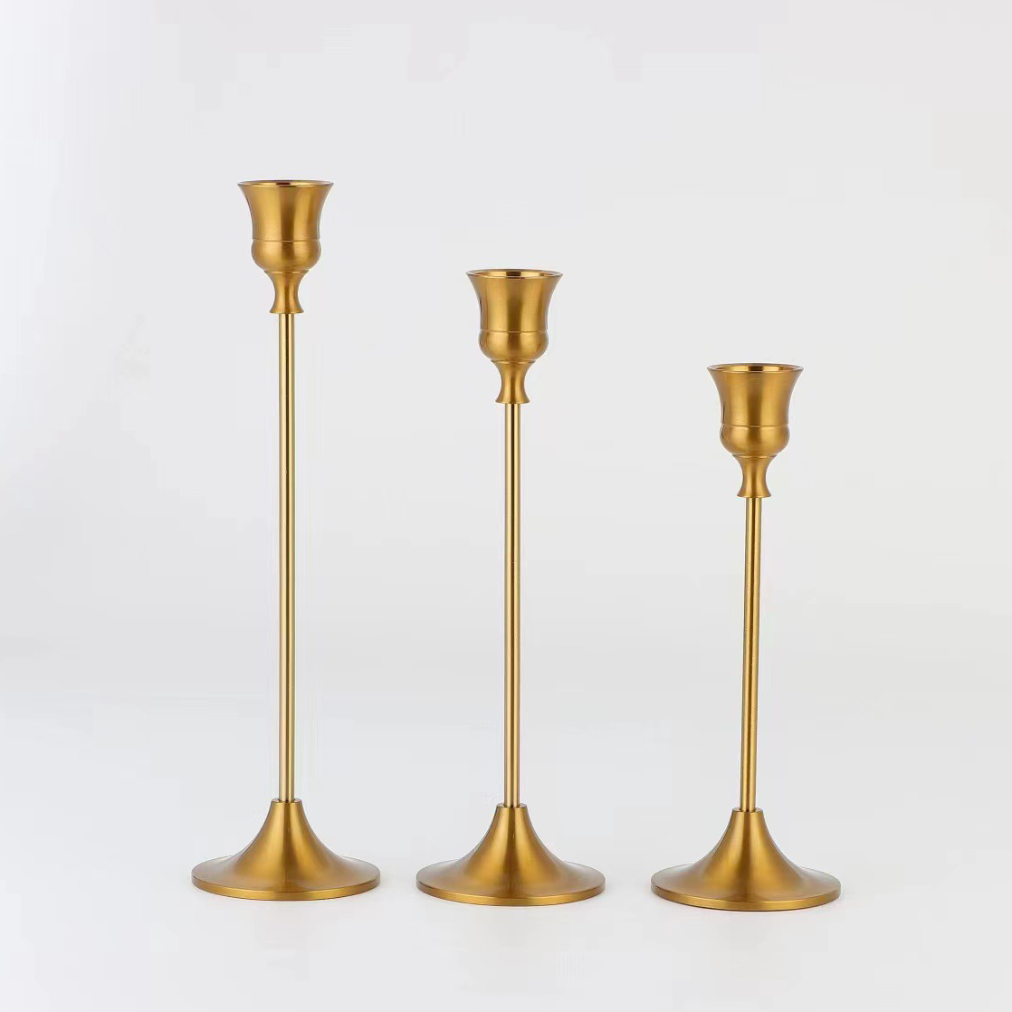 Set of 3 Pcs Gold Candlestick Holder Decorative Centerpiece for Wedding Christmas Party Taper Candle Stand Set