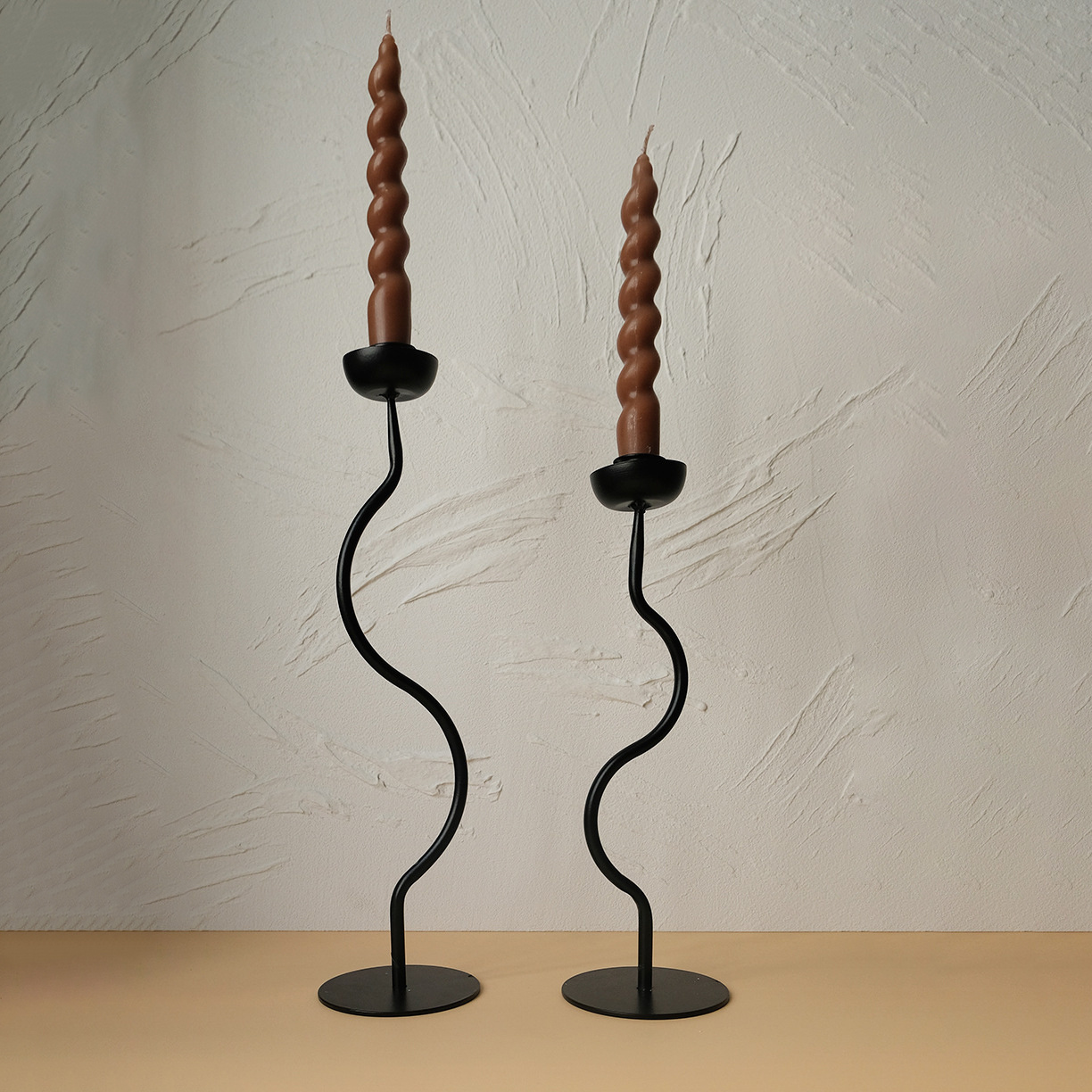 Creative Iron Black Candle Holder Set of 2 Metal Candlestick Holder for Tapered Candles Decorative Wedding Candle Stand