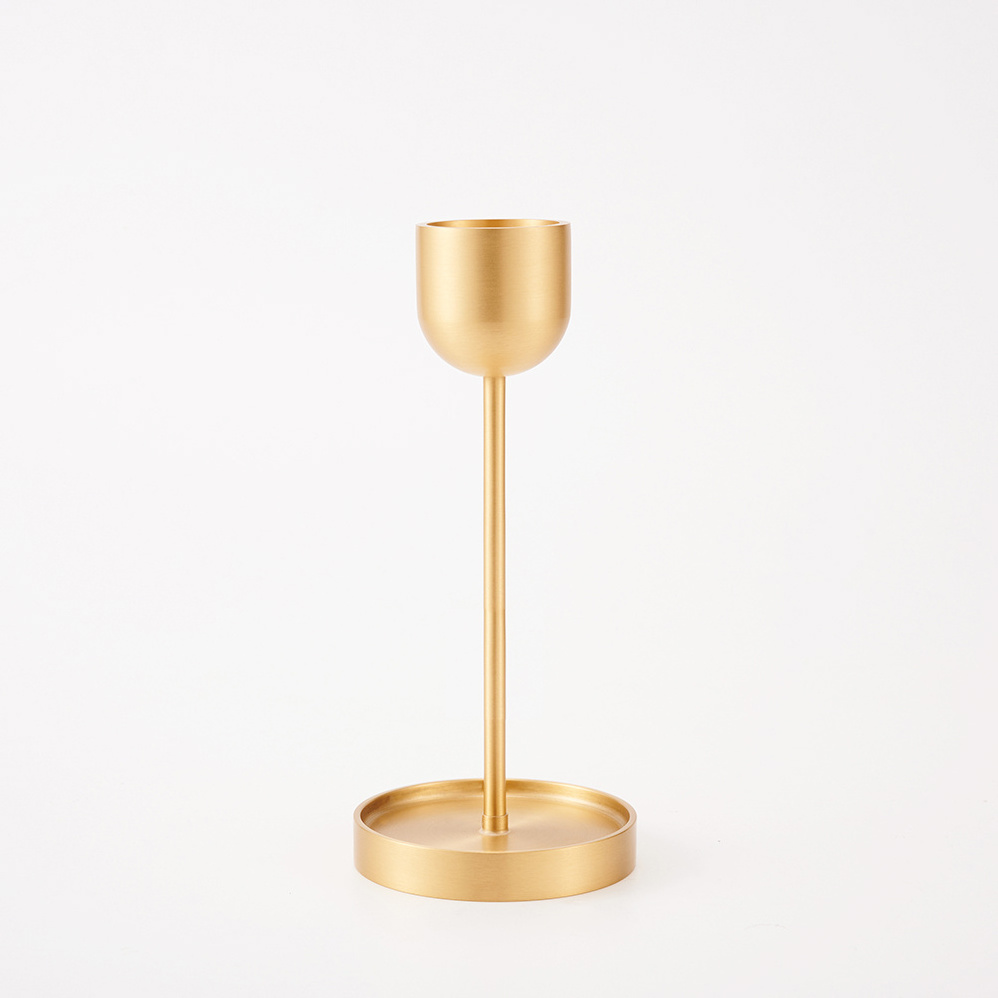 Modern Fountain Brass Candle Holder Decorative Centerpiece for Table Mantel Wedding Housewarming Gift Pillar Candle Stick Holder