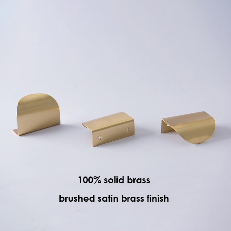 Modern Simple Cabinet Pulls Gold Leaf Shape Pulls in Brushed Satin Brass Furniture Hardware Drawer Knob Pull