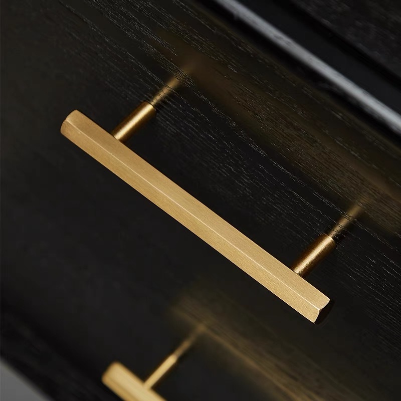 Solid Brass Cabinet Pulls Hexagon Drawer Handles 96mm Hole Center for Kitchen Bathroom Dresser Cupboard Hardware