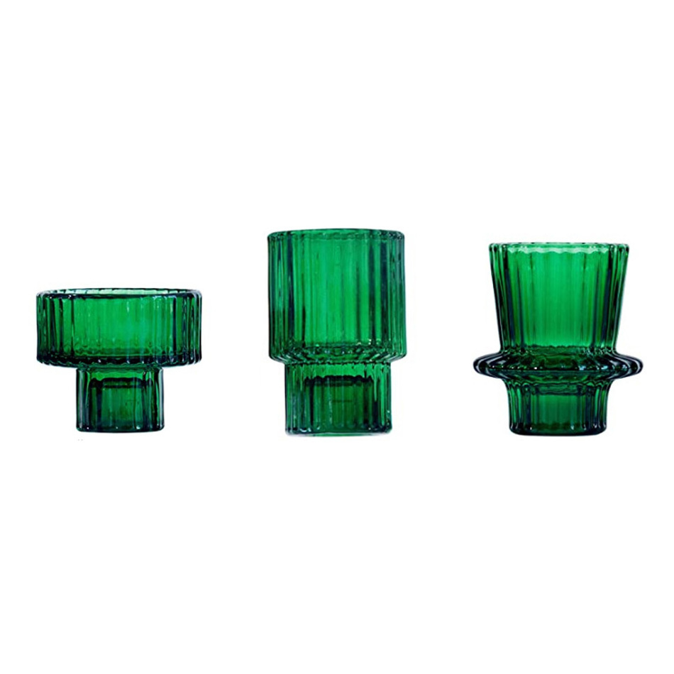 Glass Taper Candle Holders Modern Candle Stick Holders Green Glass Candle Stand for Table Centerpiece Wedding Party Christmas