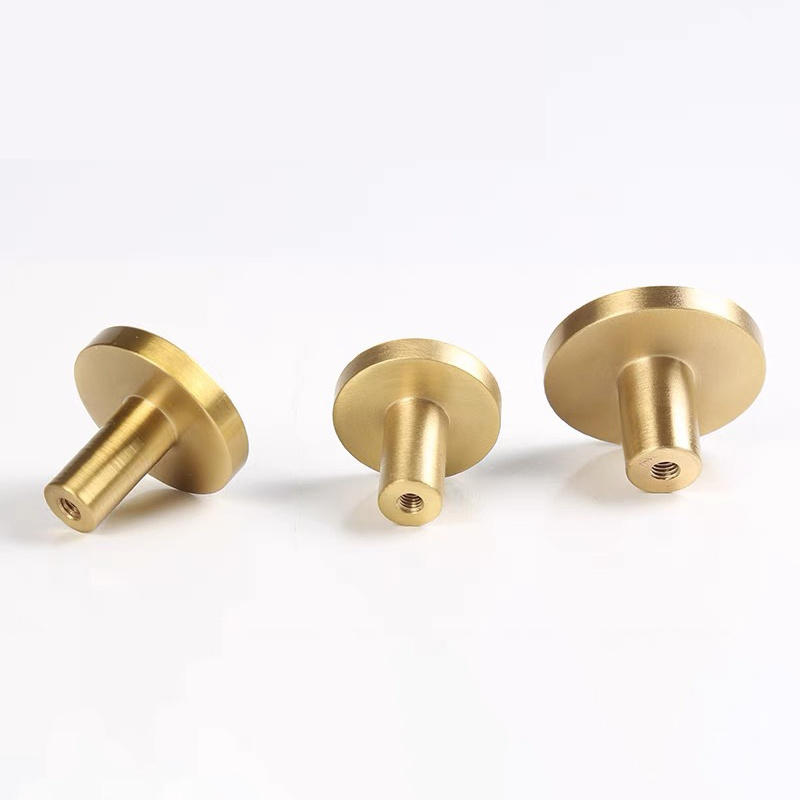 Brass Round Knobs for Kitchen Cabinet Gold Furniture Hardware Brushed Modern Satin Brass Pull Knobs