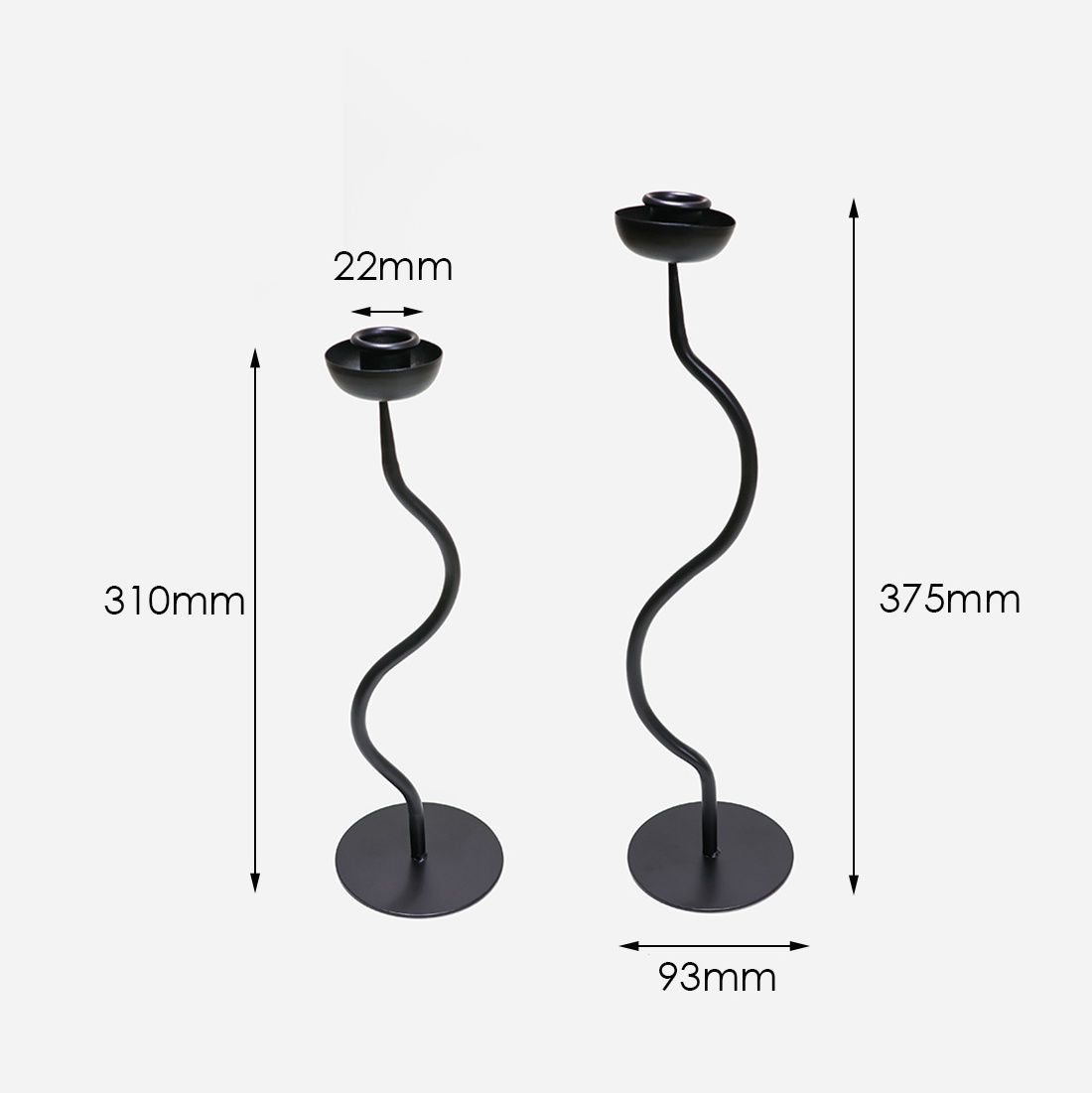 Creative Iron Black Candle Holder Set of 2 Metal Candlestick Holder for Tapered Candles Decorative Wedding Candle Stand