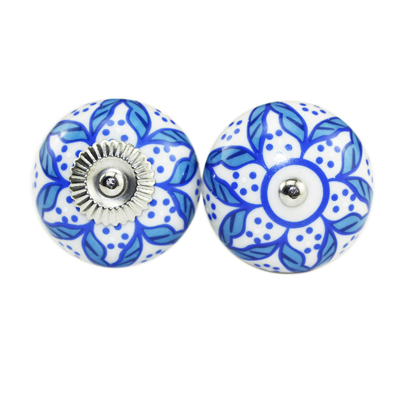 Modern Ceramic Round Cabinet Knobs Iron Drawer Cabinet Door handle